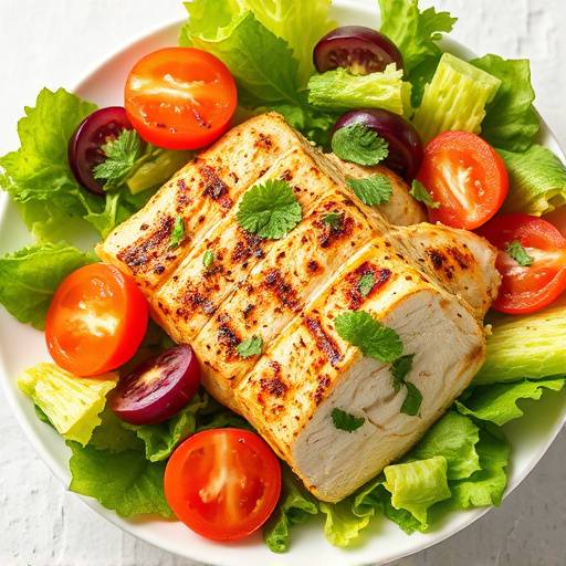 Image of a quick and easy salad with grilled chicken.