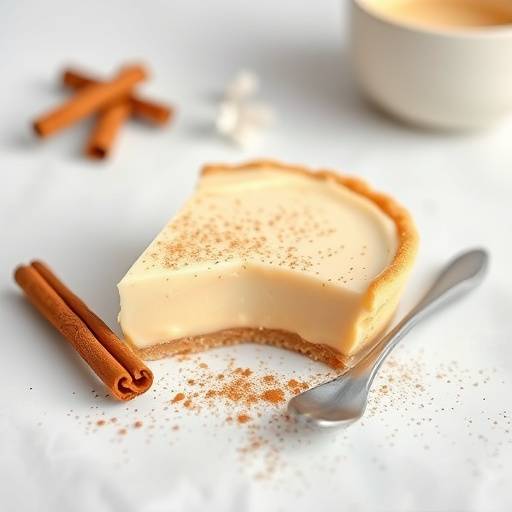 Image of Melktert, a creamy milk tart sprinkled with cinnamon powder