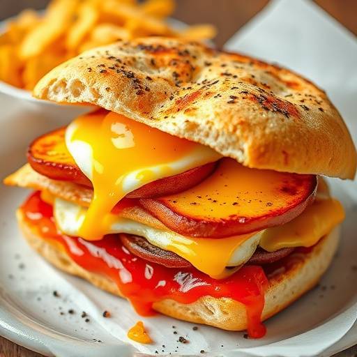 Kota: A quarter loaf of bread layered with chips, polony, egg, cheese, and sauces.