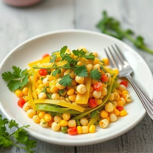 Picture of a simple mielie (corn) salad with herbs.